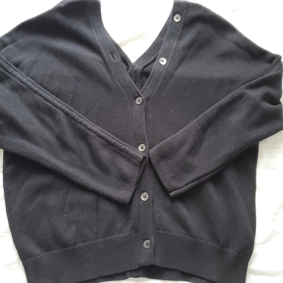 Kate Spade Saturday Knit Front to Back Button Up Cardigan Sweater - Black - Picture 3 of 11